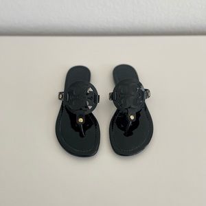 Tory Burch Miller Sandals in Black Patent Leather